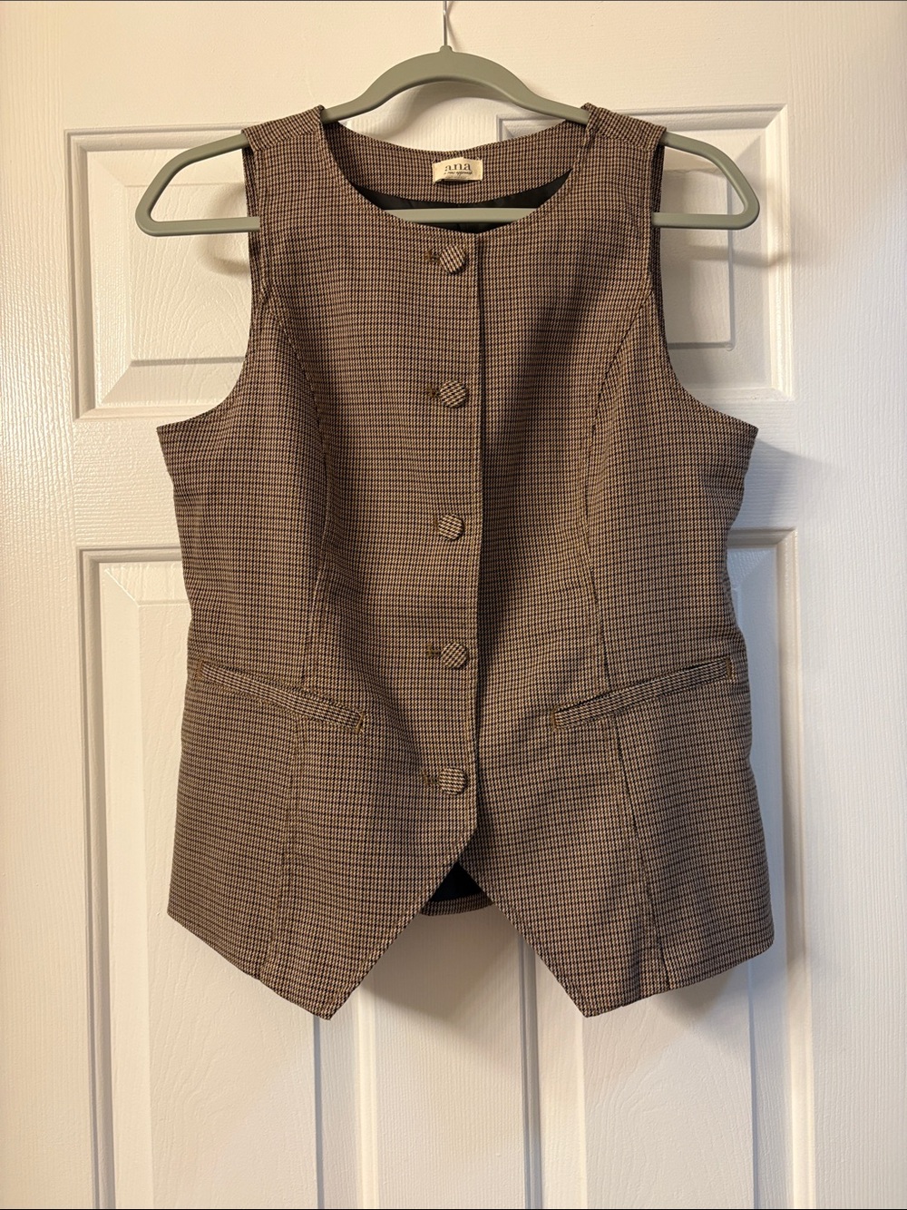 a.n.a Brown Black Houndstooth Button Vest